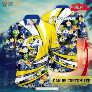 Personalized Name Los Angeles Rams NFL Flower Pineapple Summer Football Hawaiian Shirt