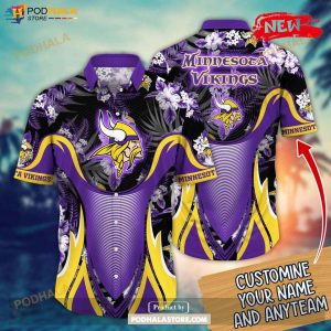 Personalized Name Minnesota Vikings NFL Luxury Flower Summer Football Hawaiian Shirt