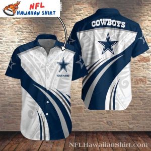 Personalized Silver And Navy Swirl Dallas Cowboys Aloha Shirt