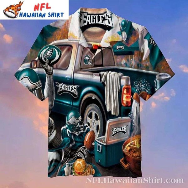 Philadelphia Eagles Tailgate Party Time Tropical Hawaiian Shirt