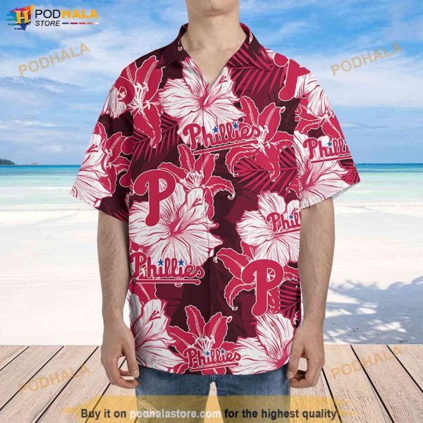 Philadelphia Phillies Hawaiian Floral Pattern Shirt