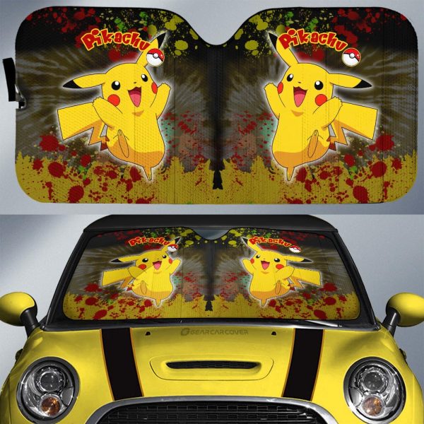 Pikachu Car Sunshade Custom Tie Dye Style Anime Car Accessories