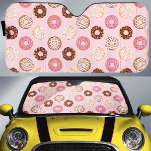 Pink Donuts Car Sunshade Custom Girly Pattern Car Accessories