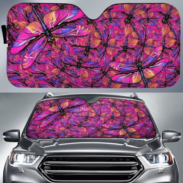 Pink Dragonfly Car Sunshade Custom Pink Car Accessories