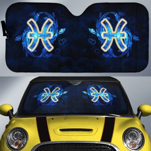 Pisces Car Sunshade Custom Name Zodiac Car Interior Accessories