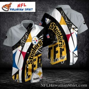 Pittsburgh Blitz – White Black Artistic Football Splash Hawaiian Steelers Shirt