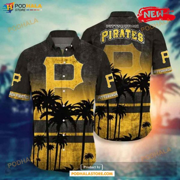 Pittsburgh Pirates MLB Tropical Coconut Tree Sunset Design Hawaiian Shirt