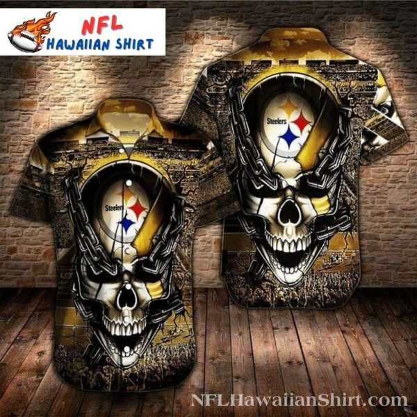 Pittsburgh Steelers Steel Fortress Skull Hawaiian Shirt