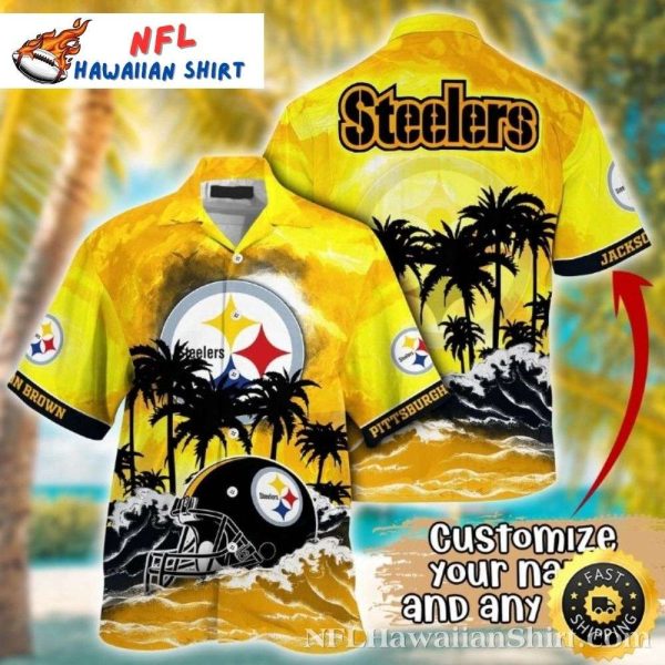 Pittsburgh Steelers Sunset Palms – Beach Vibe Hawaiian Shirt