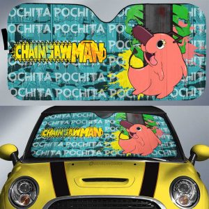 Pochita Car Sunshade Custom Chainsaw Man Anime Car Interior Accessories