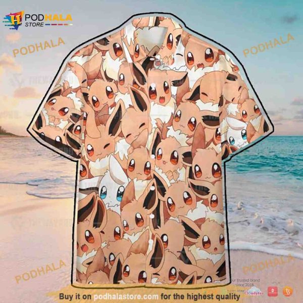 Pokemon Cute Eevee Funny 3D Hawaiian Shirt