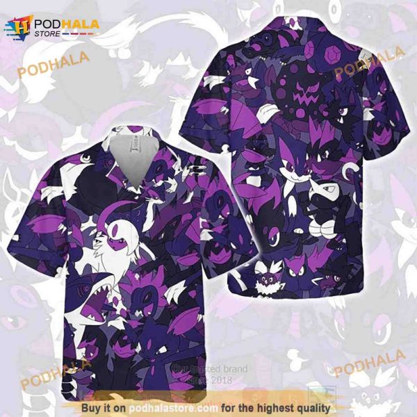 Pokemon Dark Type Funny 3D Hawaiian Shirt