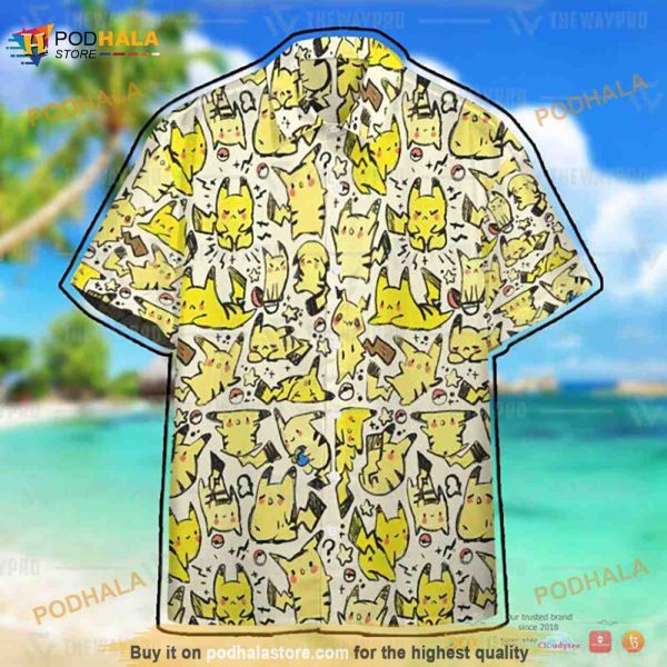 Pokemon Pikachu Chibi Funny 3D Hawaiian Shirt