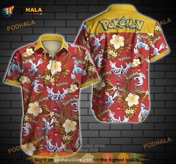 Pokemon V Short Sleeve Funny 3D Hawaiian Shirt