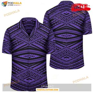 Polynesian Tatau Violet Tropical Summer Hawaiian Shirt for Women Men