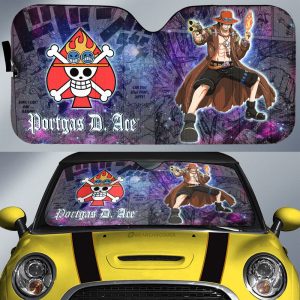 Portgas D. Ace Car Sunshade Custom One Piece Anime Car Accessories Manga Galaxy Style