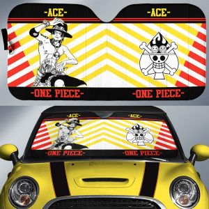 Portgas D. Ace Car Sunshade Custom One Piece Anime Car Accessories Mix Manga Style