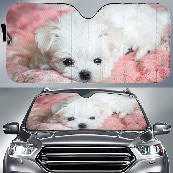 Puppy Maltese Car Sunshade Custom Car Accessories