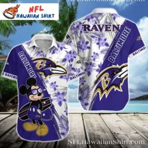 Purple Bloom Fanfare – Baltimore Ravens Hawaiian Shirt With Floral Accents