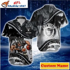 Raider Mascot Wave Rider Custom Name Tropical Hawaiian Shirt