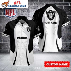 Raiders Black And White Swoosh Custom Name Hawaiian Shirt