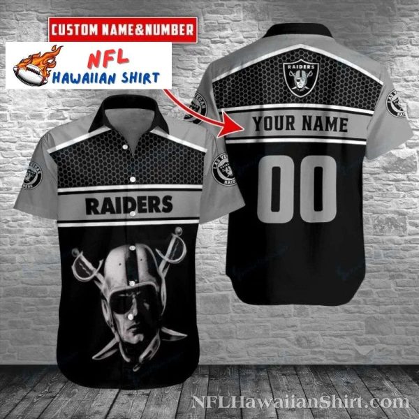 Raiders Iconic Helmet Monochrome Hawaiian Shirt