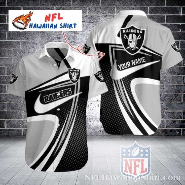 Raiders Swirling Speed Customizable Hawaiian Shirt With Nike Logo