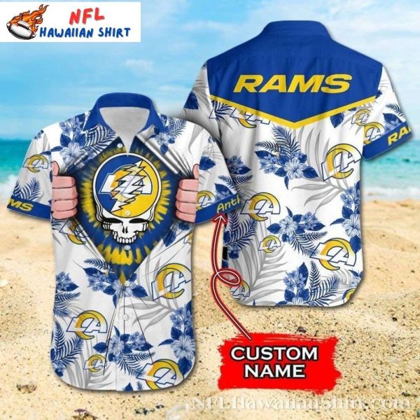 Rams Floral Grateful Dead White Blue Custom Name Hawaiian Shirt