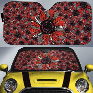 Red And Black Sunflower Car Sunshade Custom Car Decoration