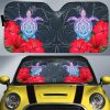 Red Hibiscus Flowers Car Sunshade Custom Turtle Animal Car Accessories