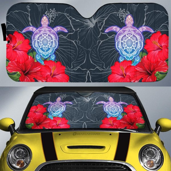 Red Hibiscus Flowers Car Sunshade Custom Turtle Animal Car Accessories