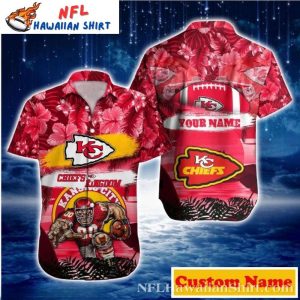 Red Kingdom Bloom Kansas City Chiefs Floral Custom Name Hawaiian Shirt