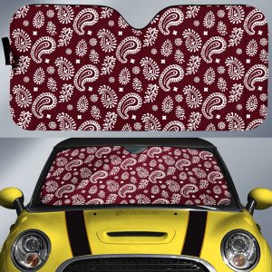 Red Paisley Pattern Car Sunshade Custom Car Accessories