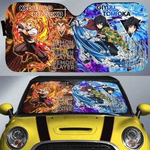 Rengoku And Giyuu Car Sunshade Custom Car Accessories