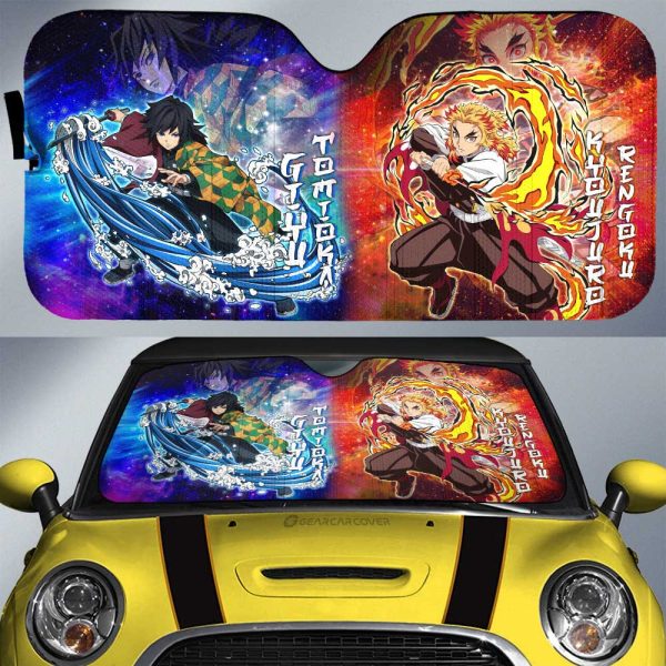 Rengoku And Giyuu Car Sunshade Custom Characters Car Accessories