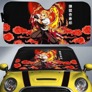 Rengoku Car Sunshade Custom Sun Breathing Skill Demon Slayer Anime Car Accessories