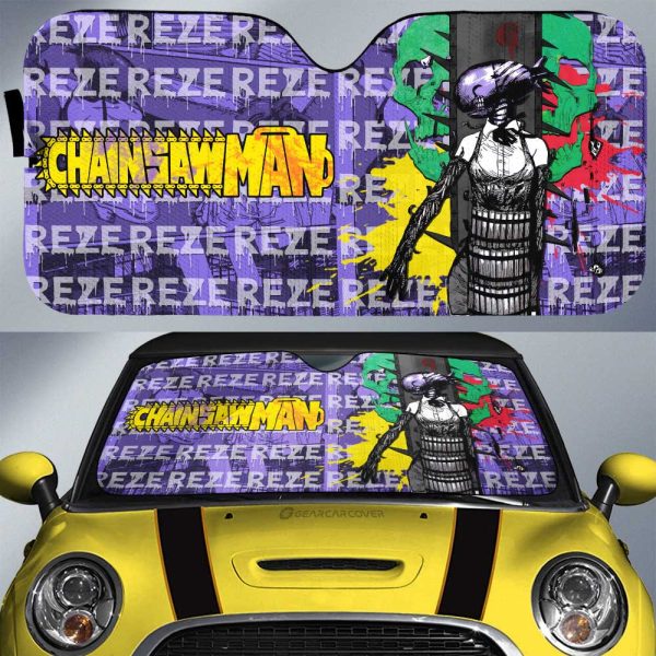 Reze Car Sunshade Custom Chainsaw Man Anime Car Interior Accessories