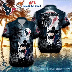 Romantic Beachside Cartoon Characters Houston Texans Mickey Hawaiian Shirt