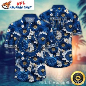 Royal Blue Indianapolis Colts Hawaiian Shirt With Floral Elegance