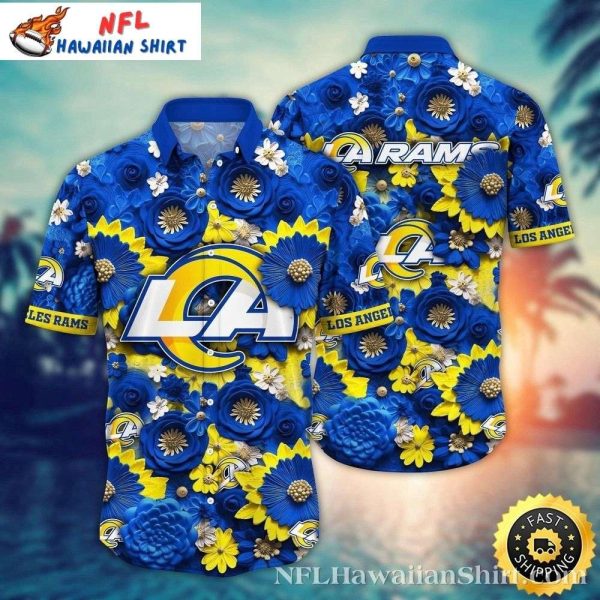 Royal Blue Sunny Yellow LA Rams Hawaiian Shirt – Floral Touchdown Edition