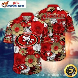 San Francisco 49ers Golden State Floral Emblem Aloha Shirt