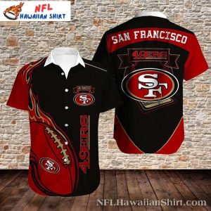 San Francisco 49ers Sizzling Football Flames Aloha Shirt