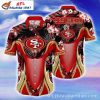 San Francisco 49ers Wave Red And Gold Aloha Shirt