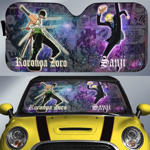 Sanji And Zoro Car Sunshade Custom One Piece Anime Car Accessories Manga Galaxy Style