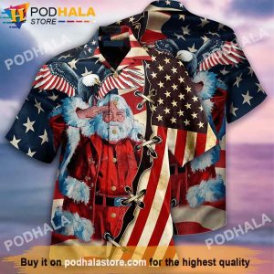 Santa Claus Patriotism America Christmas Santa Hawaiian Shirt