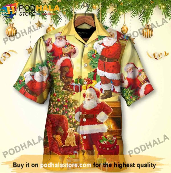 Santa Claus Story Happy Christmas Tree Santa Hawaiian Shirt