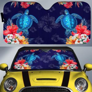 Sea Turtle Car Sunshade Custom Hibiscus Flower Car Accessories