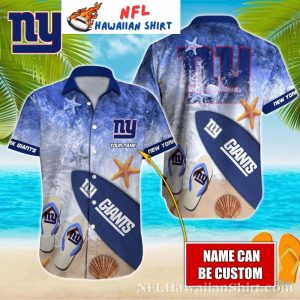 Seaside Touchdown New York Giants Hawaiian Shirt – Customizable Aloha Shirt