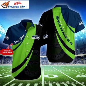 Seattle Seahawks Dynamic Play Field Green And Navy Aloha Shirt