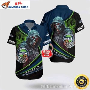 Seattle Seahawks Phantom Reaper Customizable Hawaiian Shirt